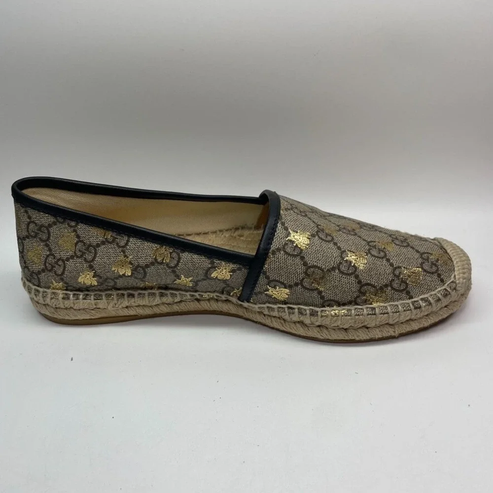 Authentic Gucci Pilar GG Bee Canvas‎ espadrilles 40 Great Condition